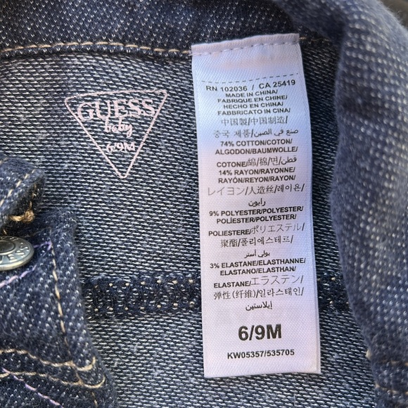 **LAST CHANCE!! Guess Baby Snap Up Faux Denim Jacket 6-9 Months - Picture 4 of 7